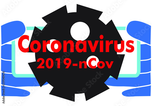 Covid 19, Coronavirus on the Earth..Virus test tube held in protective gloves by a virologist. 2019-nCov virus, vector illustration on white background