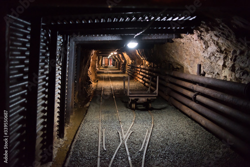 old mining carts with wheels on rail for the transportation of minerals, Harachov photo