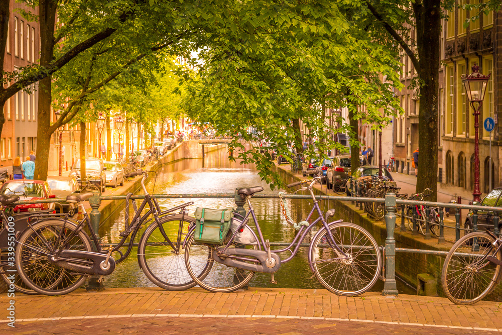 Amsterdam canal and bikes, The Netherlands