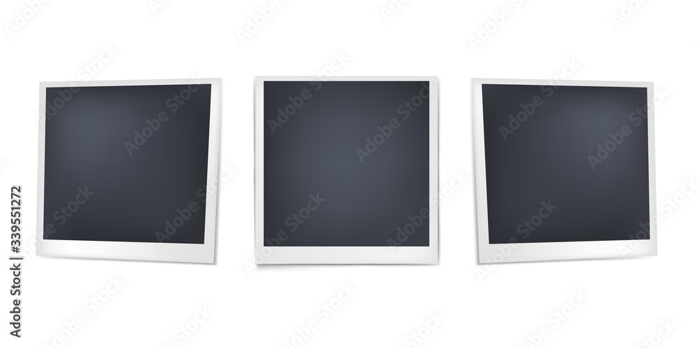 Retro realistic photo frame with paper. Mockups for design. Vector illustration Retro realistic photo frame with paper. Mockups for design. Vector illustration