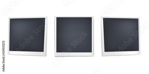 Retro realistic photo frame with paper. Mockups for design. Vector illustration