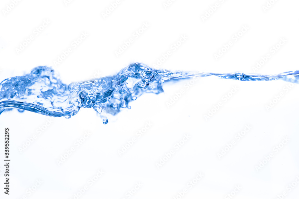 water splash and air bubbles on white background water splash and air bubbles on white background