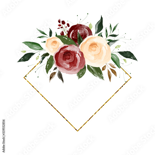 Modern Watercolor Flower Frame Abstract