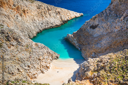 Beautiful Seitan limania beach on Crete, Greece