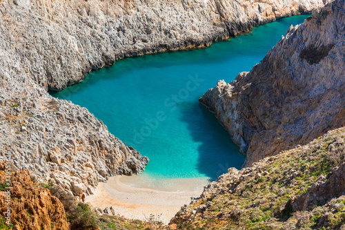 Beautiful Seitan limania beach on Crete, Greece