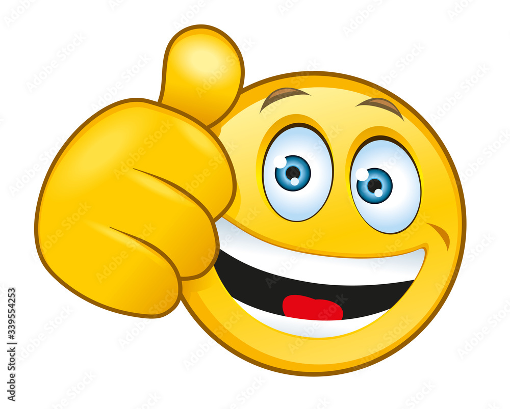 laughing smiley with a thumbs up sign vector de Stock | Adobe Stock