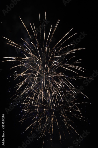 paysage dans la nuit feux d'artifice Gradignan 14 juillet