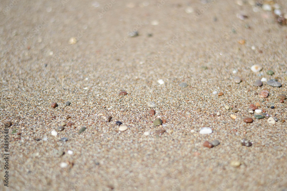 sand beach macro sea ocean pebbles background blurred wet shallow quartz yellow sand beach macro sea ocean pebbles background blurred wet shallow quartz yellow