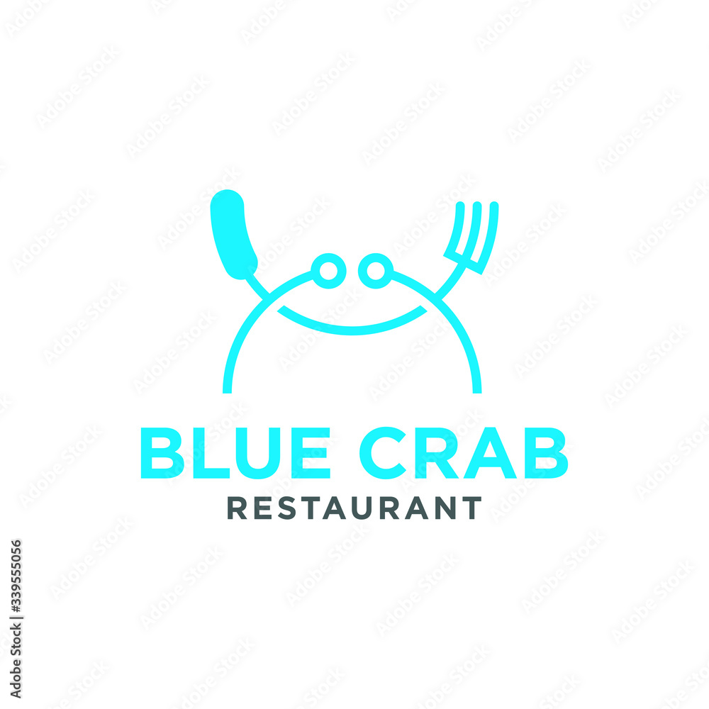 restaurant logo, spoons and forks combined into crabs to be a creative restaurant logo