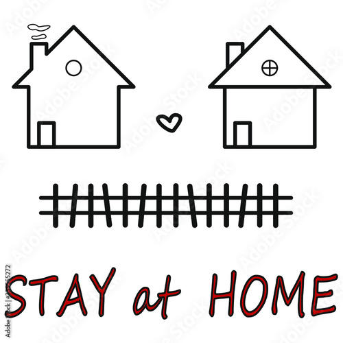 Icons of houses symbolize security, calmness and a call to stay at home in difficult times.