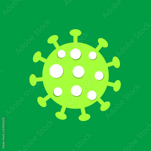 Green Vector Covid-19 Coronavirus infection/virus icon. Flet icon of virus, symbol of disease and quarantine.