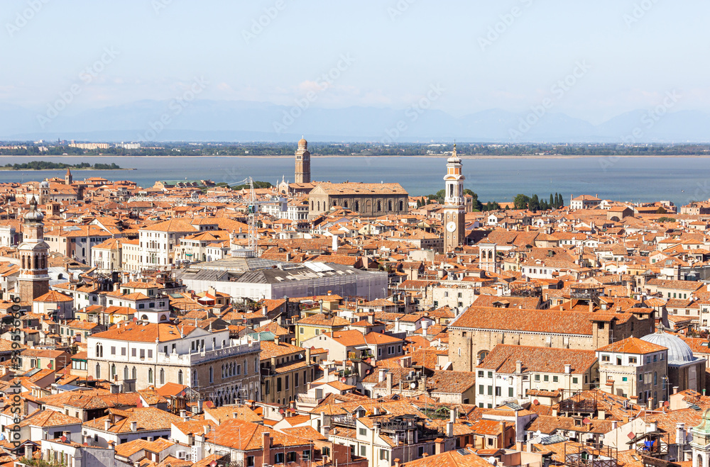 Old town  of Venice. View from the bell tower Campanile di San Marco in Verona, Italy