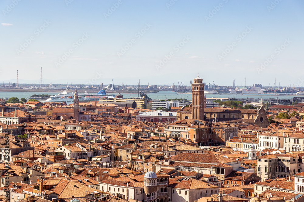 Old town  of Venice. View from the bell tower Campanile di San Marco in Verona, Italy