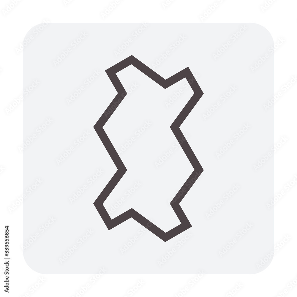 Interlocking concrete paver icon. For construction and lay on ground to create pattern in garden and outdoor. That is landscape architecture material with texture on surface. Made from concrete cement Interlocking concrete paver icon. For construction and lay on ground to create pattern in garden and outdoor. That is landscape architecture material with texture on surface. Made from concrete cement