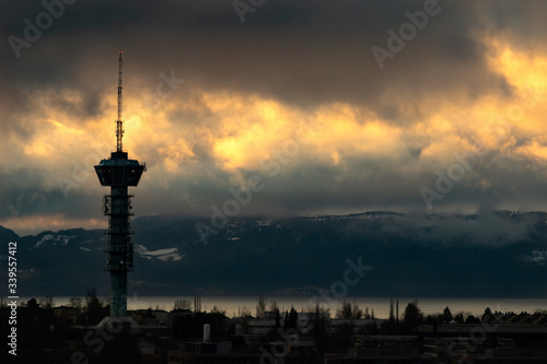 Tyholt tower with dramatic sky
