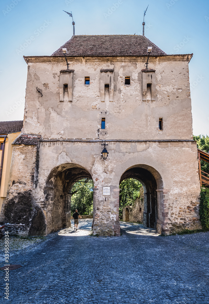 Tailors Tower - historic gateway in Old Town of Sighisoara city, Romania