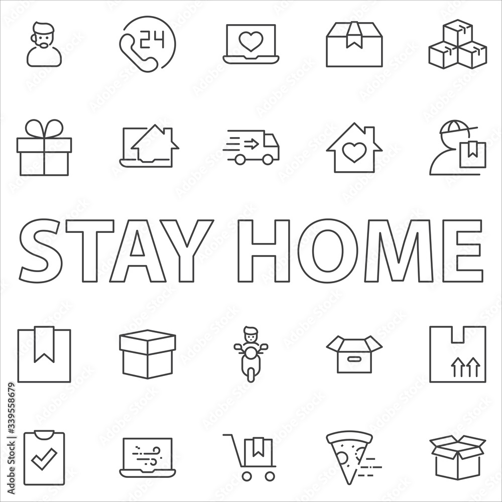Set of Shipping vector line icon. It contains symbols to box, home and more. Editable Stroke. 32x32 pixels. Set of Shipping vector line icon. It contains symbols to box, home and more. Editable Stroke. 32x32 pixels.