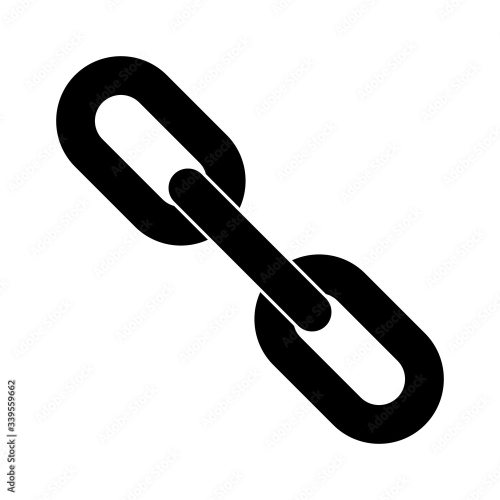 Metal chain black icon isolated on white background. Vector illustration