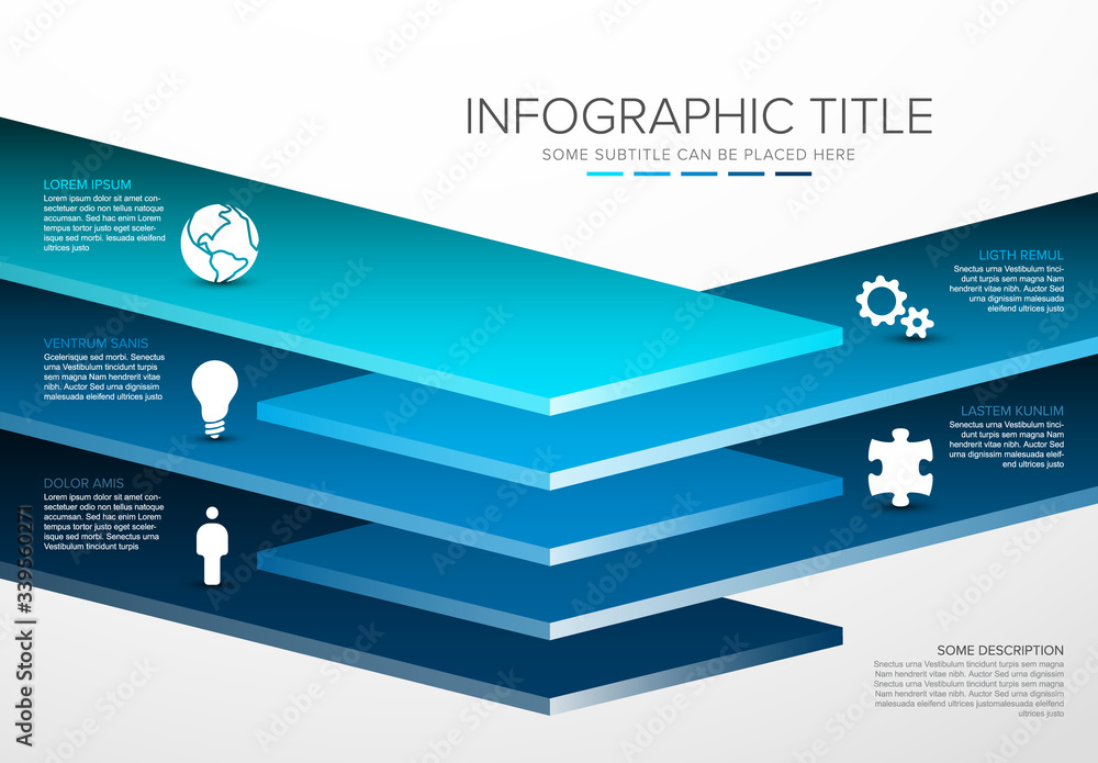 Vector Infographic layers desks template - obrazy, fototapety, plakaty 