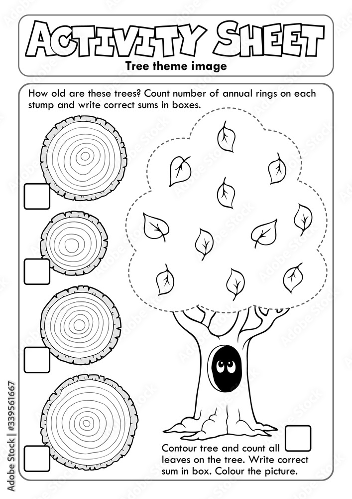 Obraz premium Activity sheet tree theme 1
