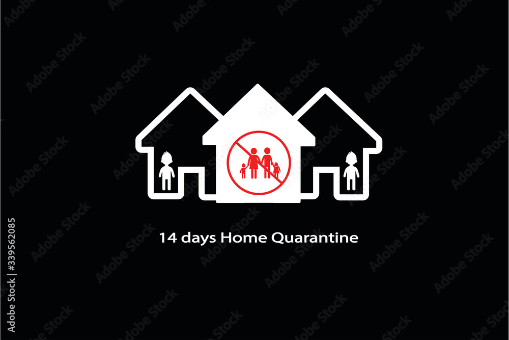 14 Days Home Quarantine icon distance to family. Stay at home concept. Corona virus COVID-19 virus quarantine or recommendation 14 Days Home Quarantine icon distance to family. Stay at home concept. Corona virus COVID-19 virus quarantine or recommendation