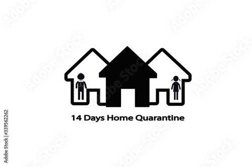 14 days home quarantine icon.Prevention of viral outbreaks by detention or lock yourself inside the house 14 days icon. protect corona-virus or COVID-19 infection concept.