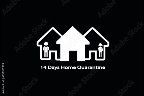 14 days home quarantine icon.Prevention of viral outbreaks by detention or lock yourself inside the house 14 days icon. protect corona-virus or COVID-19 infection concept.