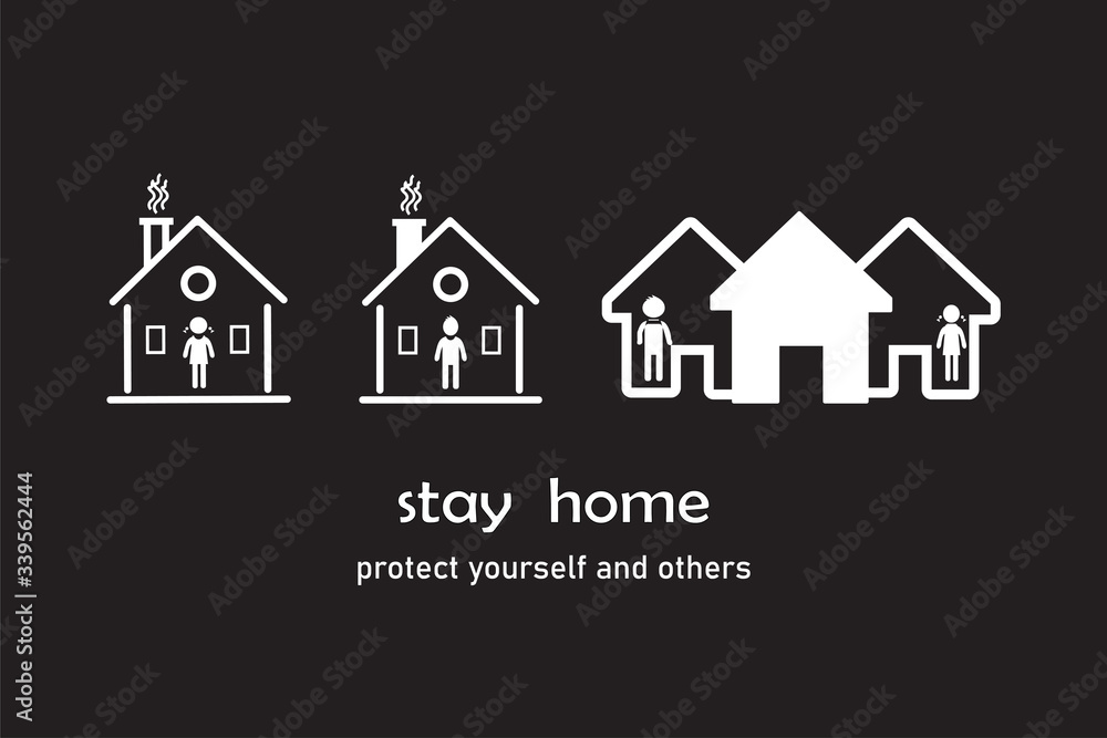 Stay home with family icon.stay home-protect yourself and others.. Stay home coronavirus awareness quarantine and social distancing measures to prevent virus spread sign Stay home with family icon.stay home-protect yourself and others.. Stay home coronavirus awareness quarantine and social distancing measures to prevent virus spread sign