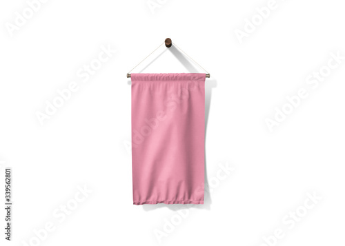 Rose/Pink pennant flag mockup isolated on white background