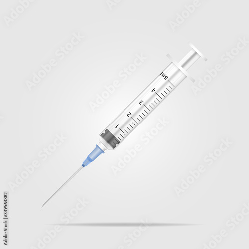 Syringe vector illustration isolated on white backgrouns with soft shadow.