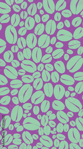 Purple and Green Phone Wallpaper of Seamless Coffee Bean Pattern Illustration