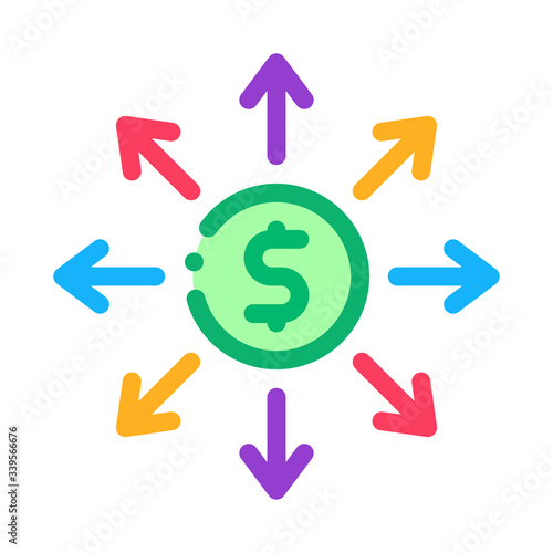 money prevalence everywhere icon vector. money prevalence everywhere sign. color symbol illustration