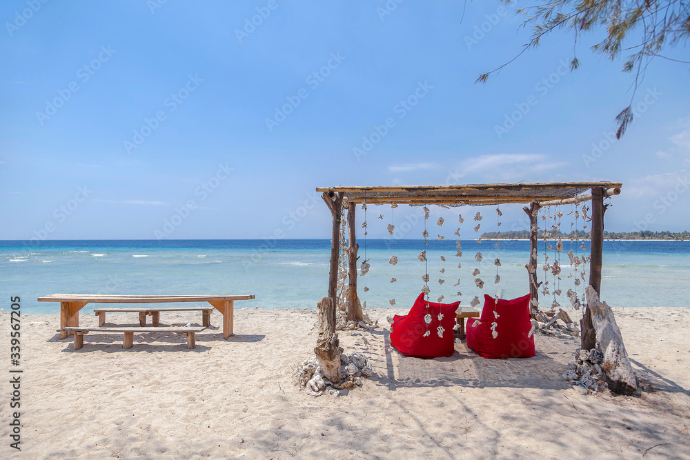 The beautiful ocean coast of Gili Trawangan island, Bali, Indonesia. The beautiful ocean coast of Gili Trawangan island, Bali, Indonesia.