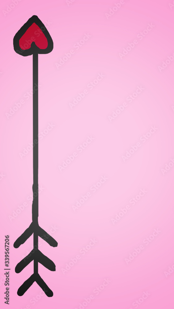 Pink Phone Wallpaper with Cupid Arrow and Copy Space Pink Phone Wallpaper with Cupid Arrow and Copy Space