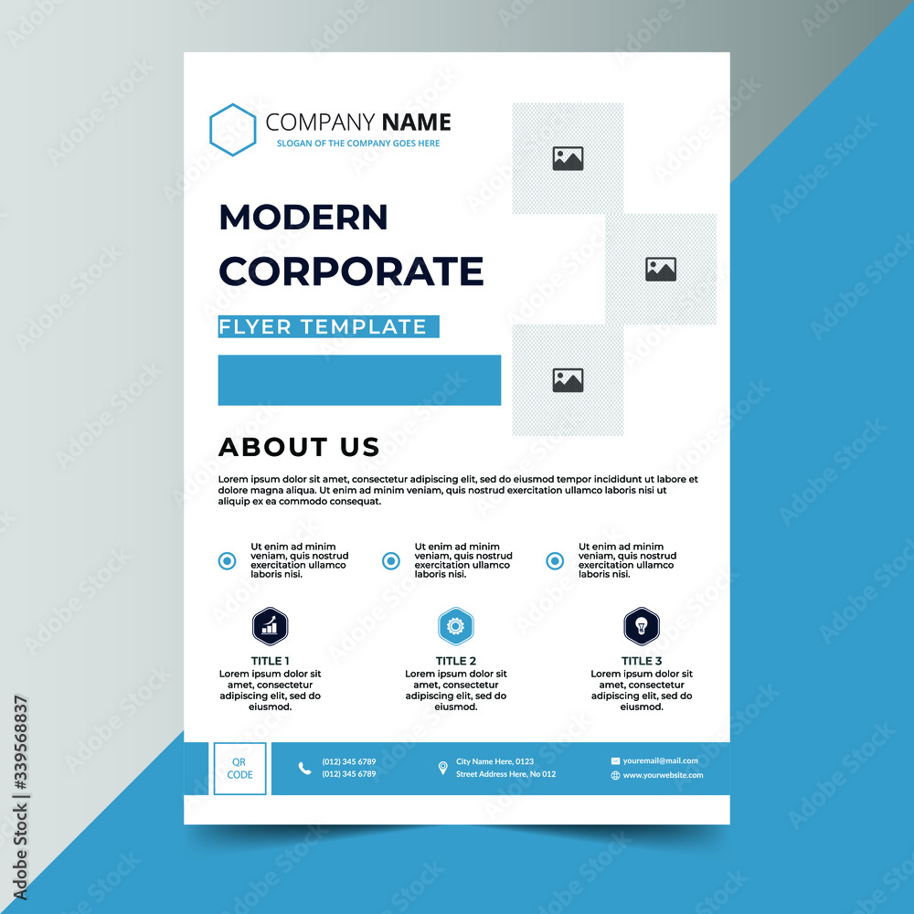 Fototapeta premium Blue Square Geometry Abstract Style Design Flyer Template