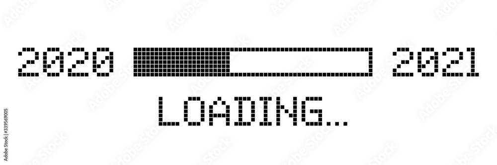 Pixelated progress bar showing loading of 2021 vector