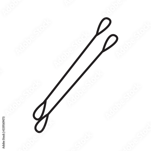 Ear sticks icon in flat style. Vector image in white background. Zero waste toothbrush. Eco life