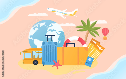 Summer holidays concept. Colorful flat vector illustration