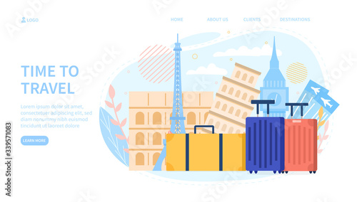 Time to travel web page template. Vector illustration