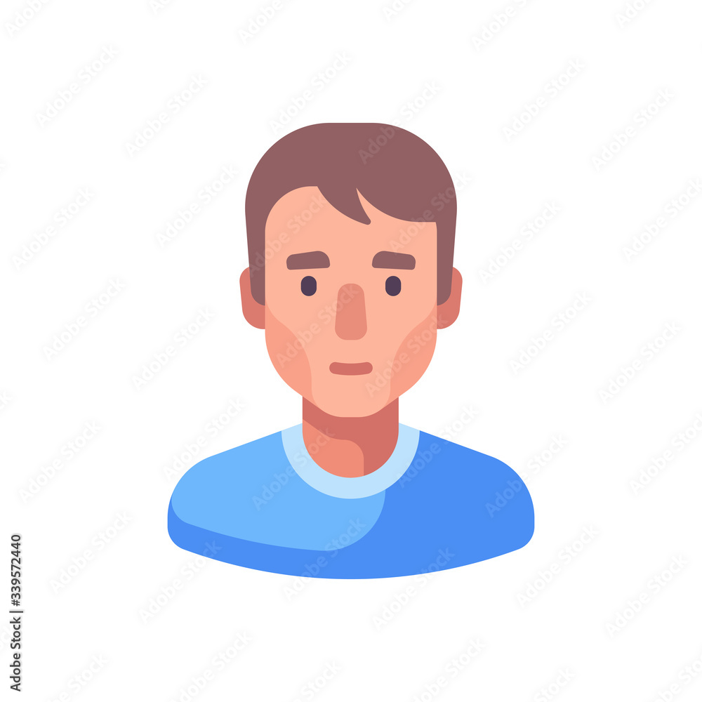 Male face flat icon. Avatar illustration.