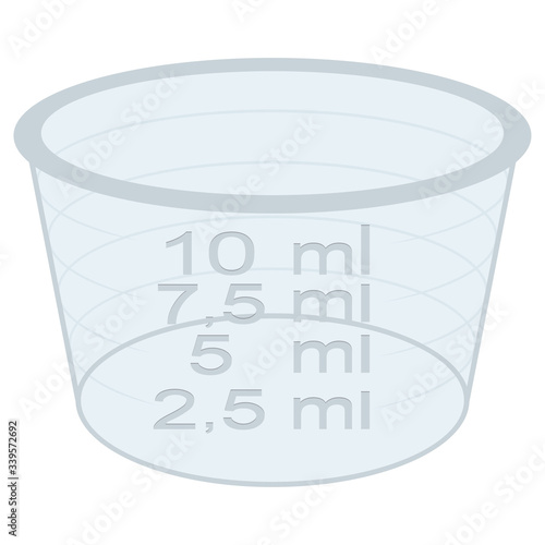 Perspective dosage cup packaging object illustration for cosmetic, medicine, supplement and vitamins. Ideal for catalogs, newsletters and packaging catalogs