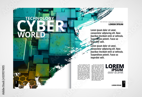 Printing magazine with 3D rendering technology concept easy to editable