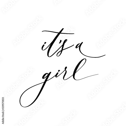 It's a girl. Baby shower inscription  for babies clothes and nursery decorations.
