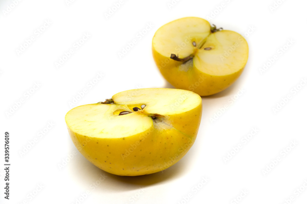 yellow tasty fresh cut sliced half apple