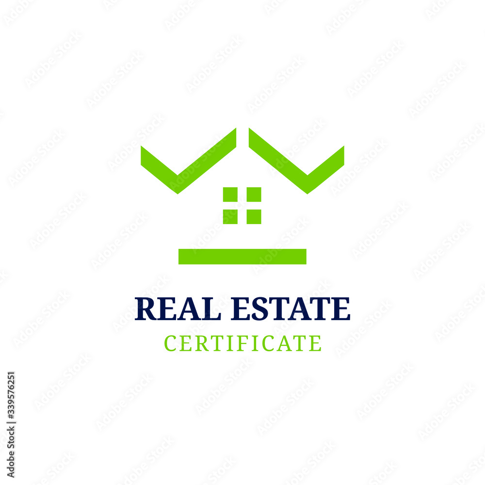 real estate logo with ceckmark icon certificate vector template real estate logo with ceckmark icon certificate vector template