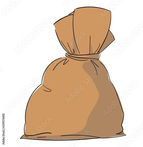 Canvas bag vector. Burlap sack isolated white background. Illustration