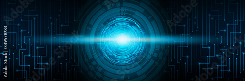 Blue eye cyber circuit future technology concept background