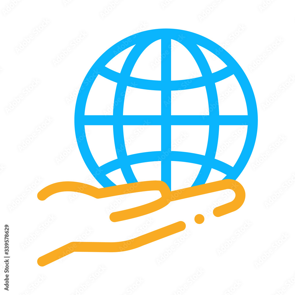planet in our hands icon vector. planet in our hands sign. color symbol illustration planet in our hands icon vector. planet in our hands sign. color symbol illustration