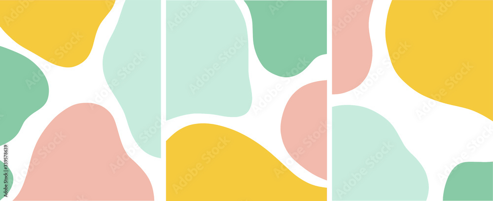 abstract organic shapes pastel color vector illustration set Stock ...