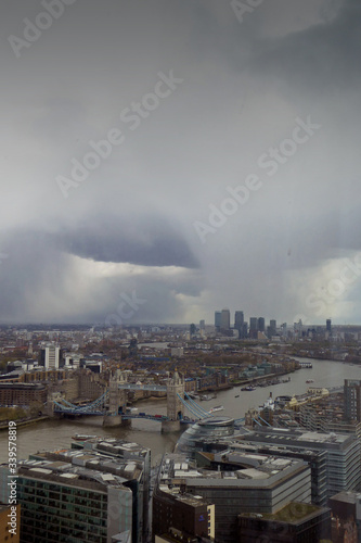 View towards East London, Docklands and Canary Wharf from The Shard, London